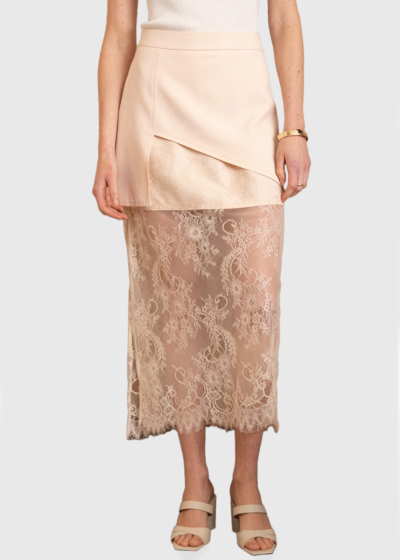Tamila beige long skirt with lace