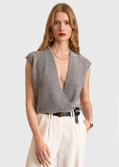 Tanja silver V-neck top