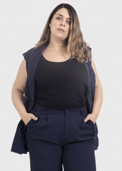 Tefia Plus Size dark blue elongated vest