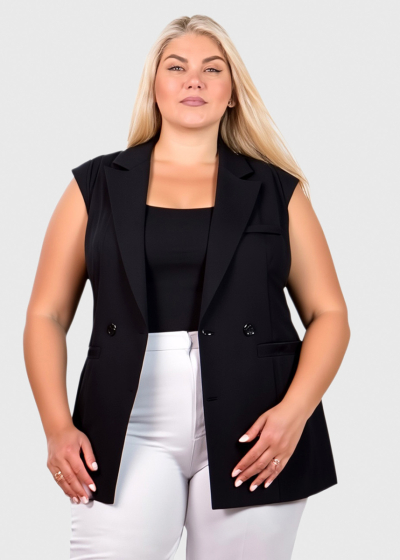 Tefia Plus Size black elongated vest