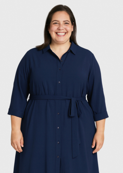 Tavita Plus Size dark blue dress with belt