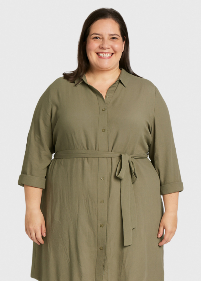 Tavita Plus Size khaki dress with belt