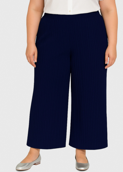 Tehila Plus Size dark blue pleated pants