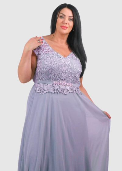 Ipek Plus Size evening dress with embellished upper