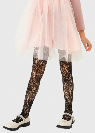 Torresa black floral printed tights