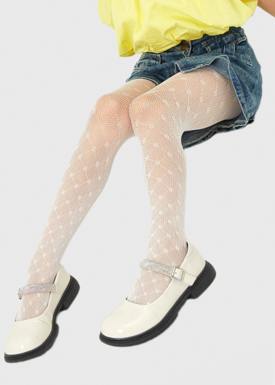 Alice white printed tights