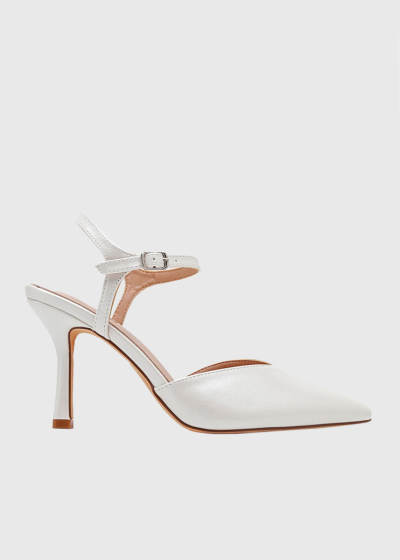 Rumeysa white pointed toe heeled shoes