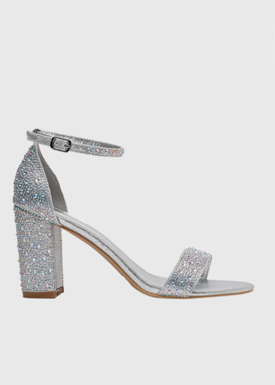 Radina silver sandals with rhinestones
