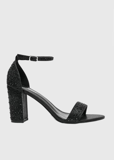 Radina black sandals with rhinestones