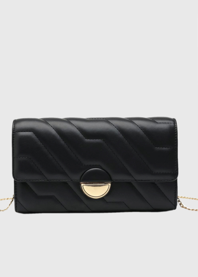 Elzara black fold over clutch
