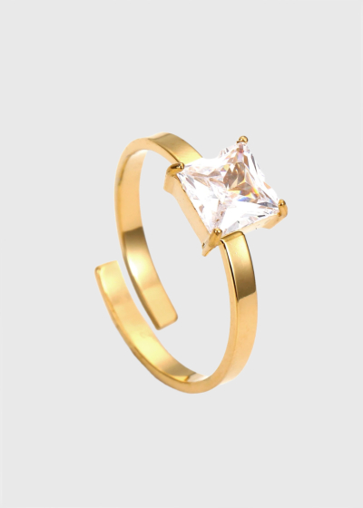 Teка gold-colored ring with crystal