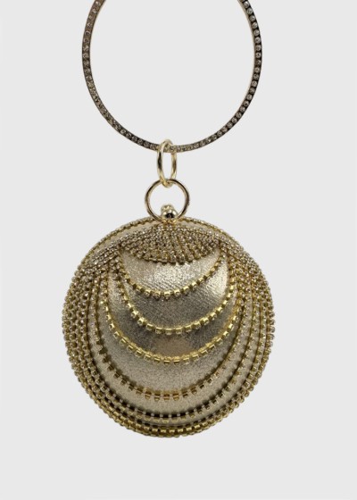 Angie gold-colored clutch with rhinestones