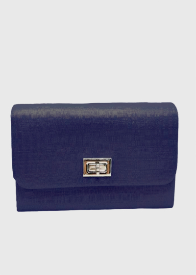 Janine dark blue fold over clutch
