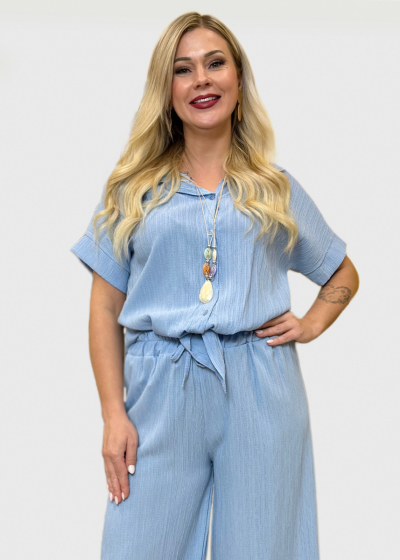 Harper light blue women's suit