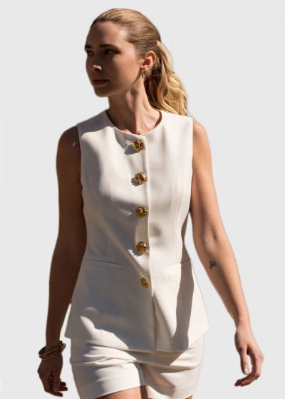 Cleo white buttoned vest