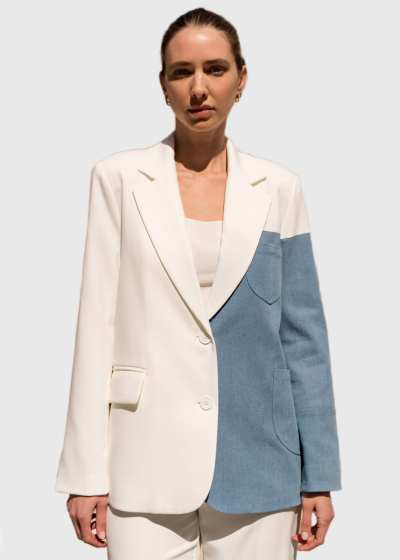 Clemita white women's blazer with pockets