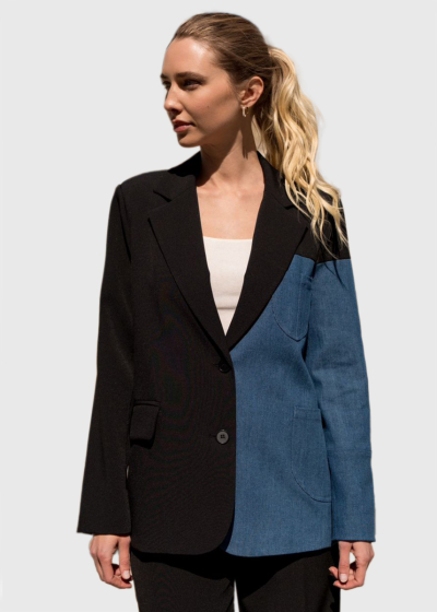 Clemita black women's blazer with pockets