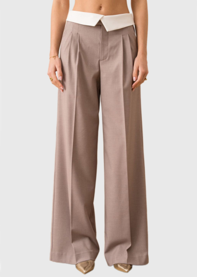 Avalona beige wide leg pants