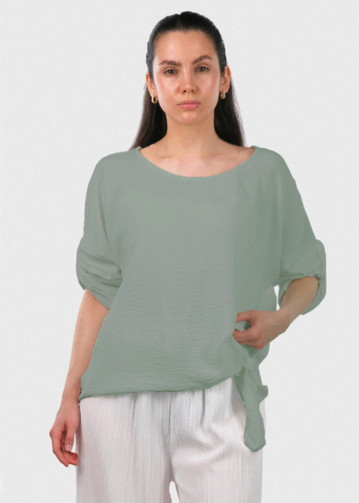Carolina зеленая блузка на завязках