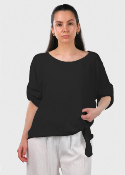 Carolina черная блузка на завязках