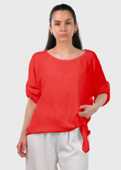 Carolina красная блузка на завязках