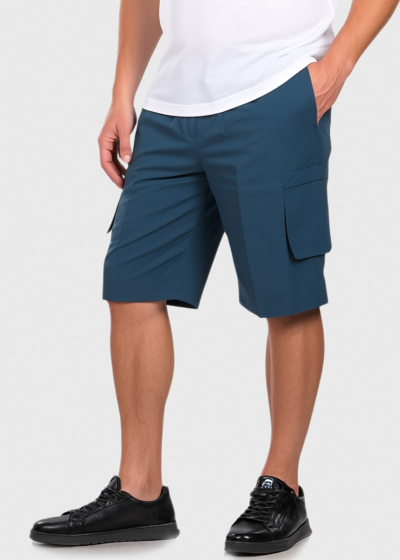 Dail Plus Size blue shorts with patch pockets