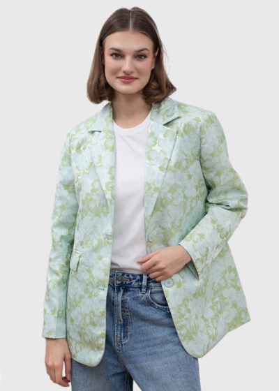 Enisa light green blazer in floral print