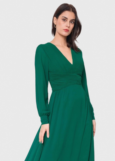 Stasis green long evening dress