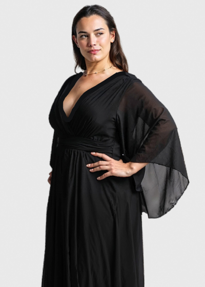 Estella Plus Size black long evening dress
