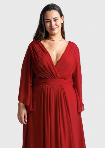 Estella Plus Size red long evening dress