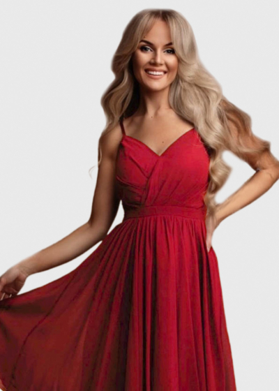 Soleh red short evening dress