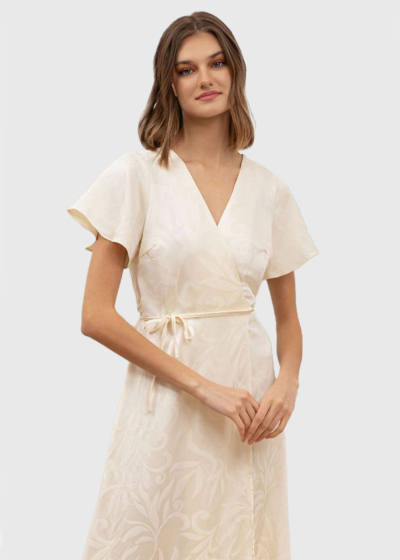 Tiana beige patterned evening dress