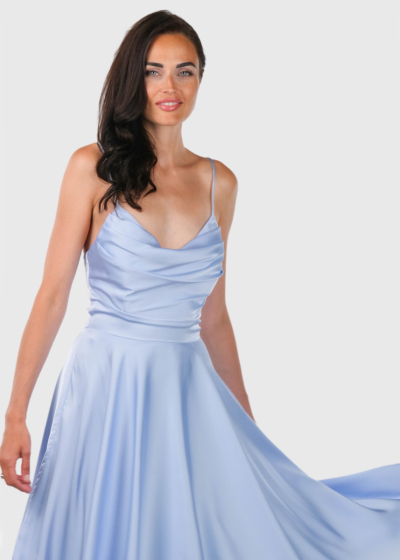 Toki light blue cami strap evening dress
