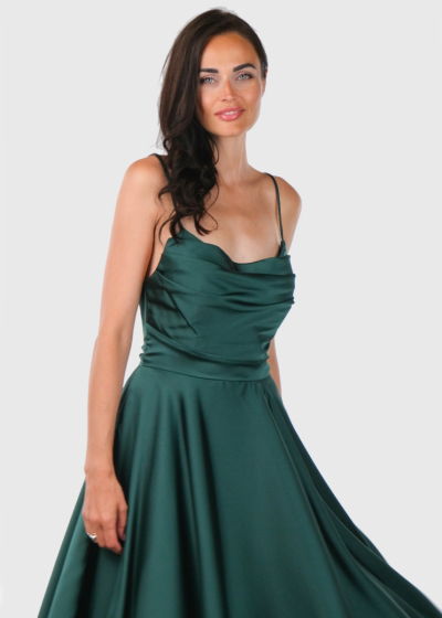 Toki dark green cami strap evening dress