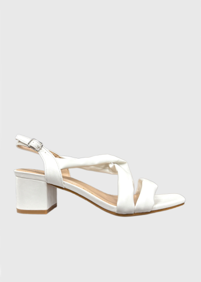 Sia white women's thick heeled sandals