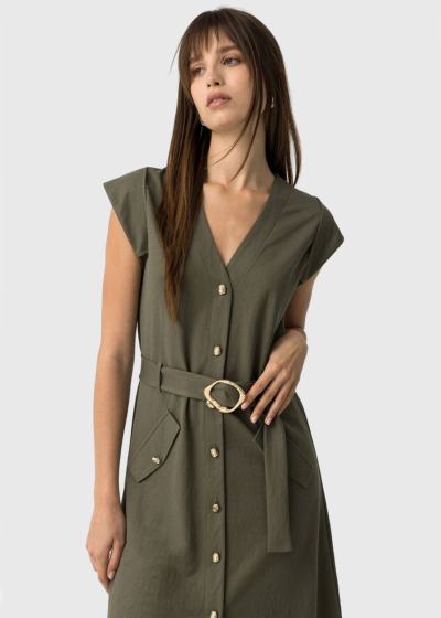 Хаки платье с поясом