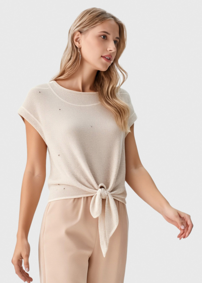 Бежевый топ на завязках