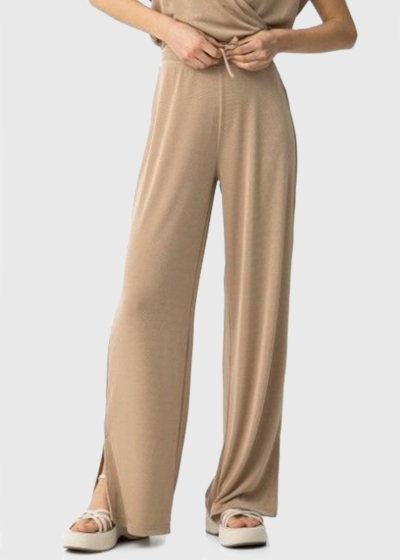 Beige drawstring pants