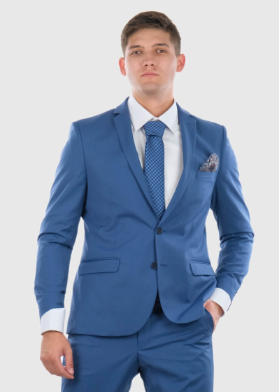 Elasio Slim Fit blue woolen suit