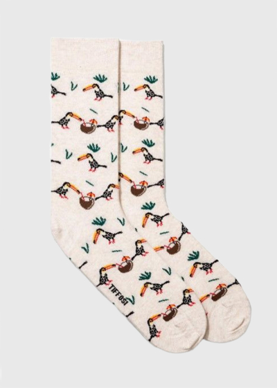 Beige men's socks with a print