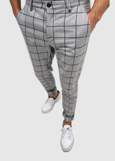 Balbino light grey men's checkered pants