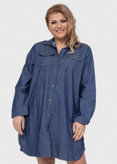 Saule Plus Size dark blue buttoned dress