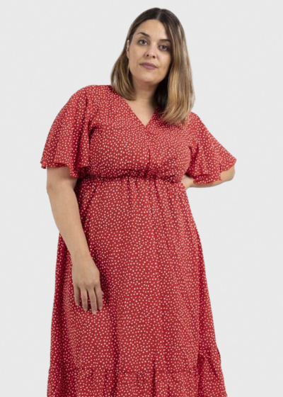 Steffi Plus Size red polka dot dress