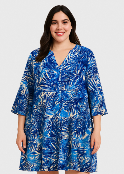 Sonna Plus Size blue printed dress