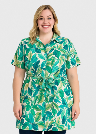 Saida Plus Size green printed tunic
