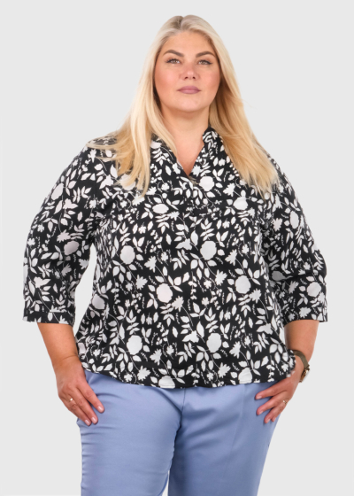 Khrystyna Plus Size black printed blouse