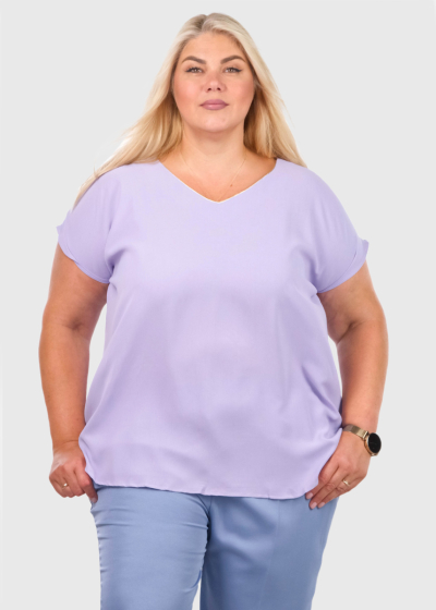 Theta Plus Size light purple short sleeve blouse