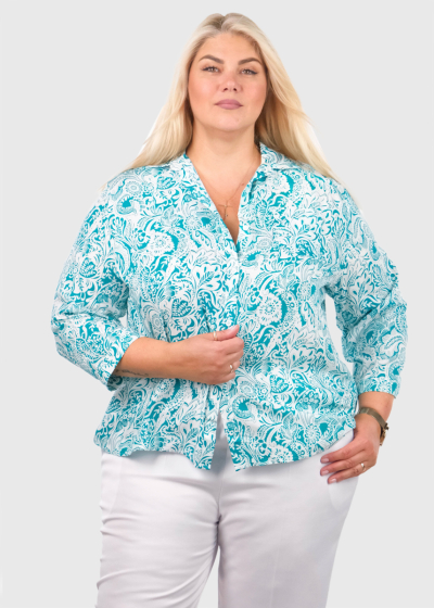 Kira Lielo izmēru zaļa blūze ar rakstu