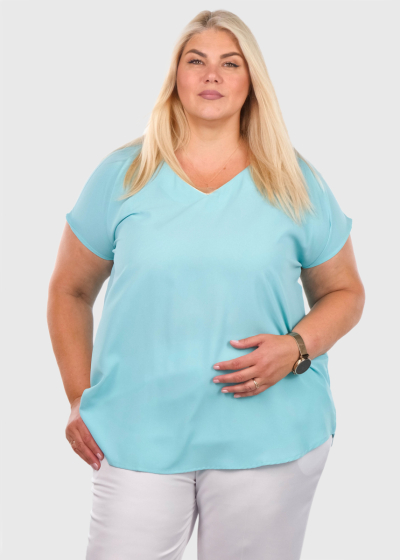 Theta Plus Size turquoise short sleeve blouse