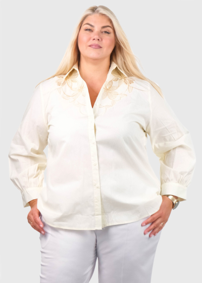 Anaya Lielo izmēru bēšs krekls ar izšuvumu 